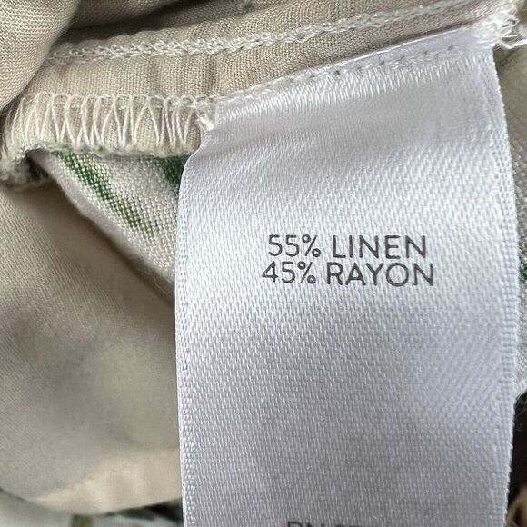 J Jill Linen Blend Cropped Wide Leg Pants S Bamboo Leaves Cream Green - Picture 14 of 15